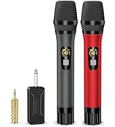 voijump Wireless Microphones, Metal UHF Dual Handheld Dynamic Mic System,Microfonos Inalambricos ...