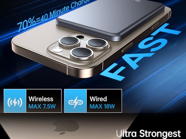  portable iphone charger fast charging magnetic phone charger battery pack portable