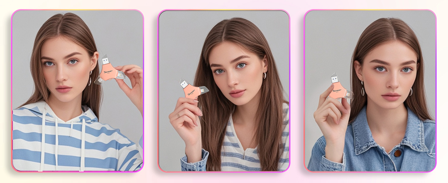 USB 3.0 Flash Drive for iPhone 256GB: MFi Certified 3in1 External Memory Photo Keeper Storage Stick