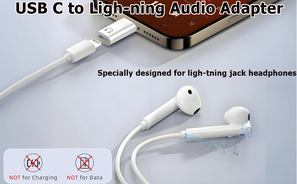 USB C to Light-ning Earphone Audio Adapter