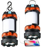 BOBKID 2 Pack Camping Lantern, Outdoor LED Camping Light, Rechargeable Flashlights with 1000LM, 6...