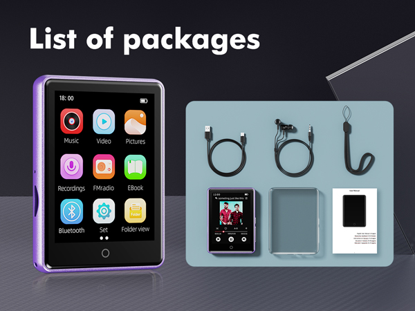 64GB MP3 Player with Bluetooth 5.3,FM Radio,Voice Recorder,Supports Up to 128GB