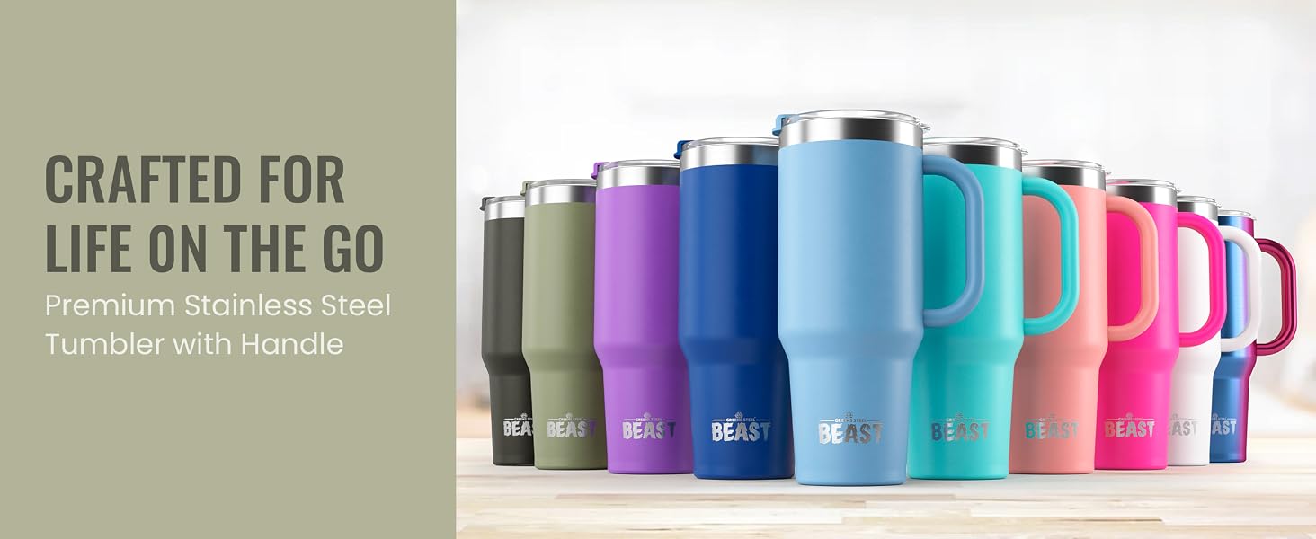 Greens Steel Beast Stainless Steel Insulated Tumbler With Handle