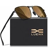 LUENX Rectangular Polarized Aviator Sunglasses for Men Retro Pilot Shades Driving UV400 Protection