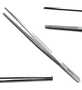 MJW Stainless Steel Blunt Dressing Tweezer With Serrated Tips, Multipurpose Tweezer, Chef Tong, K...