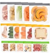 Serfeymi 16 Pack Reusable Gallon Freezer Bags Extra Thick, Reusable Plastic Bags BPA Free, Leak P...
