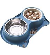 AKEISHE Slow Feeder Dog Bowls &amp; Cat Bowls, AKEISHE 3-in-1 Stainless Steel Pet Food Dish with Non-...