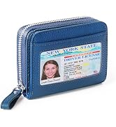 DELIRSTYIN Genuine Wallet Women RFID Blocking Card Holder, Small Leather Womens Wallet with Zippe...