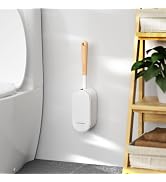 Wooden Toilet Brush, OSCIOSS Toilet Brush and Holder Set with Ergonomic Design, Compact Size, Dur...