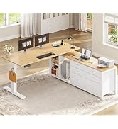 SEDETA L Shaped Electric Standing Desk, 55" x 55" Height Adjustable Office Executive Desk with 6 ...