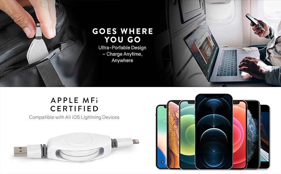 Retractable lightning iphone cable