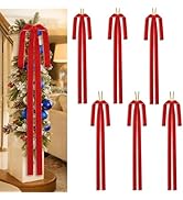 6 PCS Red Large Velvet Bows for Christmas Tree 23.6 x 15.8 Inch Rustic Velvet Staircase Wreath Bo...