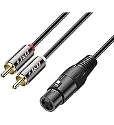 J&amp;D XLR to 2 RCA Y Splitter Patch Cable, PVC Shelled Unbalanced Dual RCA Male to XLR Female Stere...