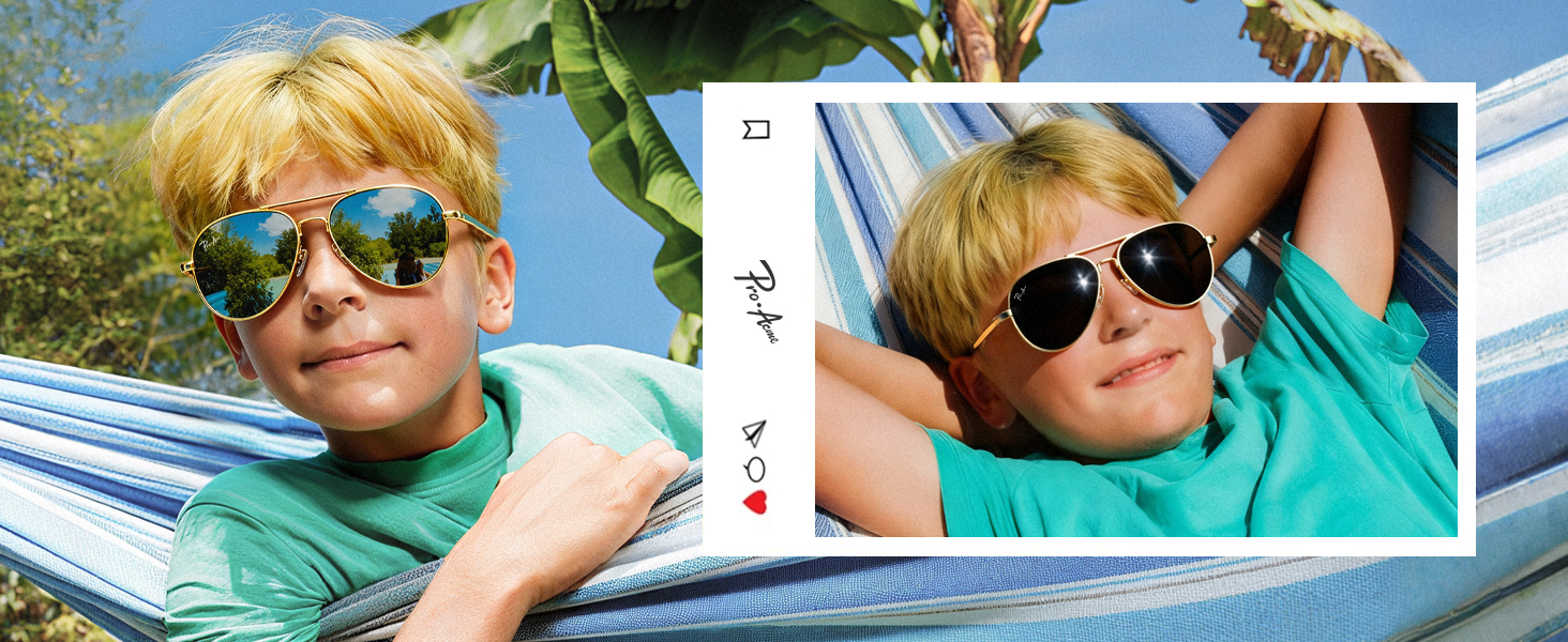 Pro Acme Kids Aviator Sunglasses for Boys Girls, Polarized Small Face for Youth