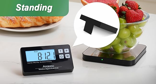 33lb Wireless Kitchen Scale with Remote Display, 0.1oz / 1g
