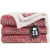 LaffyLo Electric Heated Blanket Full Size 72x84 - Leopard Print Flannel Soft Heating Blanket with...