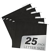 pmybupo Hanging File Folders,25 Pack Letter Size Black Hanging File Folders with 1/5-Cut Tabs,11 ...