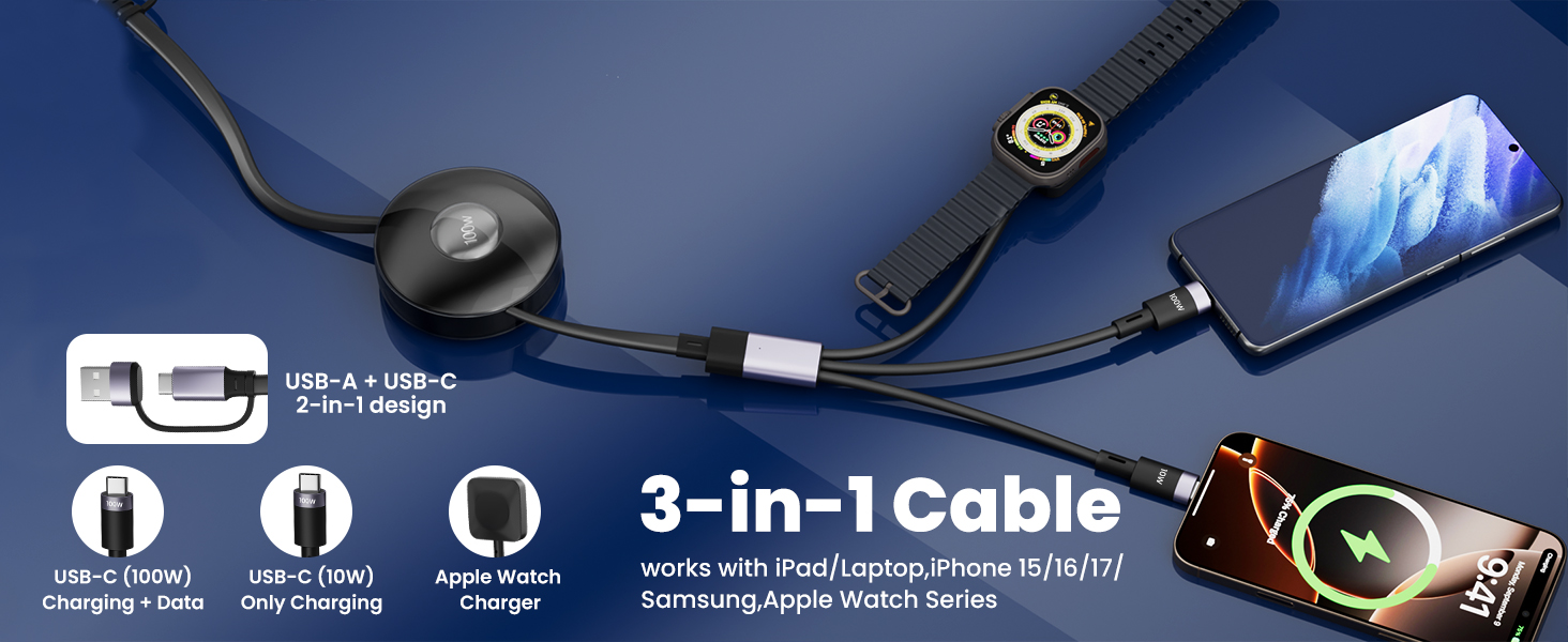 retractable 3 in 1 charging cable