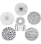 YumSur 6 Pcs Absorbent Ceramic Coasters with Cork Holder, Round, White and Black, Set of 6 Drink ...