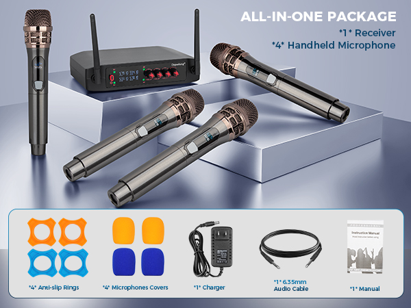 Wireless Microphone, Professional 4 Channels