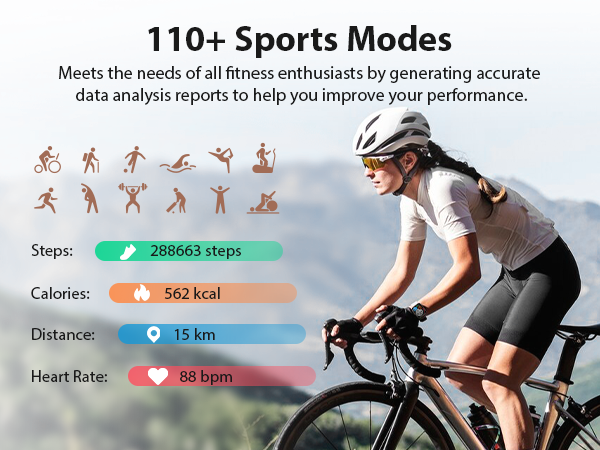 Fitness watch for women with 101+ sports modes for running, cycling, yoga, hiking, and more