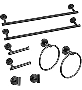 Cilee 8 Piece Matte Black Bathroom Hardware Set , 24inch Bathroom Towel bar+Towel Ring+Toilet Pap...