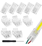 RGBZONE 2-Pin 8mm COB LED Strip to Wire Connector, Solderless Adapter Extension Connection for Hi...