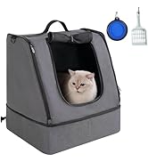 apollo walker Portable Cat Travel Litter Box with Zipped Waterproof Bag,No Collapse with Hard Bas...