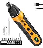 DEGLASERS Rechargeable 3.6V Cordless Screwdriver with 9pcs Bit, 1pc Bit Holder, USB Charging Cable