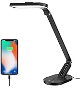LED Desk Lamp, JKSWT Eye-Caring Table Lamps with 72 LED, 9 Brightness Levels, 5 Color Modes, USB ...