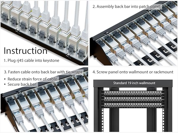 Through Coupler 1U Cat7 Patch Panel