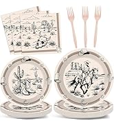 96Pcs Western Party Plates and Napkins for Cowboy Birthday Party Supplies Rodeo Bachelorette Them...