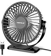 TriPole Small Desk Fan USB Powered Portable Fan 3 Speeds Strong Airflow Mini Fan 360°Rotation Per...