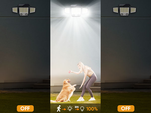 Solar Motion Lights Outdoor Waterproof - Solar Flood Wall Light for Garden Yard Patio Pathway
