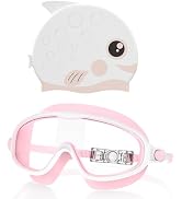 YLKJSWIM Kids Swim Goggles for 3-8 with Swim Cap, Swimming Goggles Cap Set with Anti-Fog Anti-UV ...