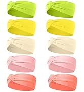 Zilotusnte 10 Pcs Wide Absorbent Sport Headbands for Women, Non-slip, Stretchy, Soft Cotton Twist...