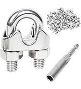 Lyrlidr 6 Pcs 1/4 inch Stainless Steel Wire Rope Cable Clamp Clips,Wire Rope Clamp,Cable Clamp(M6,6)