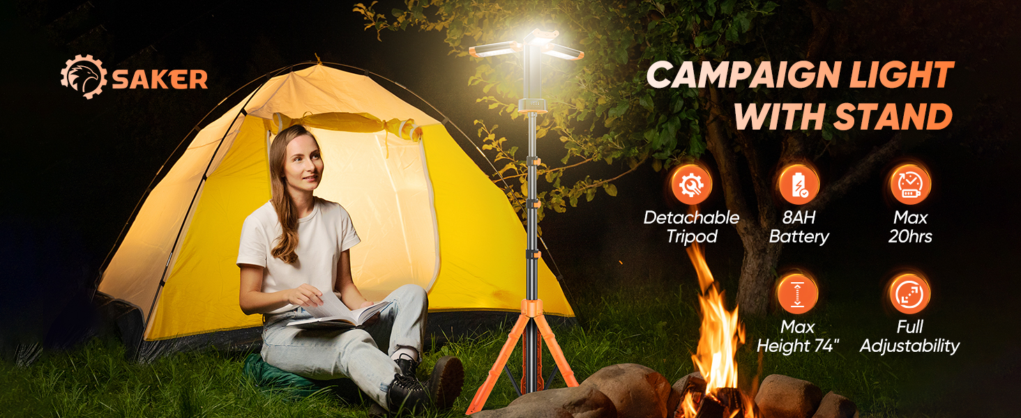 Saker Portable Camping Light with Stand