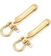 PH PandaHall Fish Hook Keychain, 2.9 Inch Brass Key Ring Golden Solid U Shape Key Hook Belt Keyri...