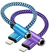 2-Pack Lightning to 3.5mm Aux Adapter, iPhone Headphone Adapter for Aux Cord [Apple MFI Certified...