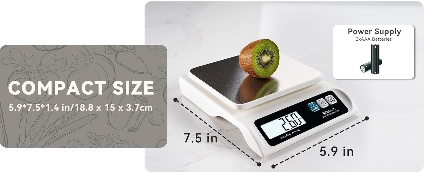 BOMATA 0.1g Food Scale, 13lb Digital Kitchen Scale with Removable Stainless Steel Pan