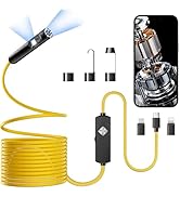 PAPIBLU Endoscope with Light, 1920P HD Borescope with 8 Adjustable LED Lights, Semi-Rigid Snake C...