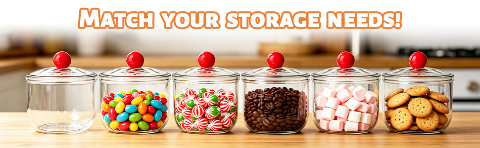 6 Plastic Cookie Storage Jar