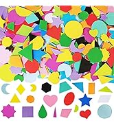 1035 Pcs 15 Colors 3 Sizes 22 Shape Bulk Foam Stickers Self-Adhesive Foam Geometry Shapes Sticker...