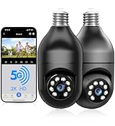 Light Bulb Security Camera 2Pack 5G&amp; 2.4GHz WiFi 2K Security Cameras Wireless Outdoor Motion Dete...