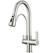 WANFAN Kitchen Sink Faucet with Pull Down Sprayer 2 Handle 3 in 1 Water Filter Purifier Faucets B...