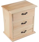 VILLCASE Wood Desk Organizer with 3 Drawers, Unfinished Desktop Drawer with Handle Small Wood Che...