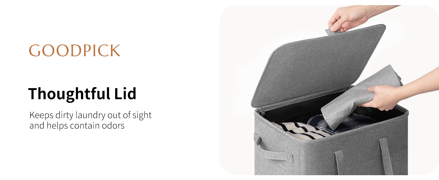 Goodpick Laundry Basket with Wheels and Lid