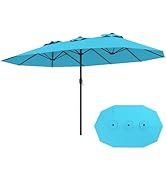 Toolsempire 15ft Patio Umbrella, Double-sided Outdoor Twin Umbrella with Crank Handle &amp; 12 Heavy-...