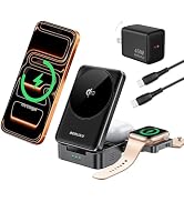 DERLULU Foldable 3-in-1 Wireless Charger for Apple Devices, Qi2 15W Magnetic Fast Charging Dock f...